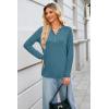 imageKILIG Womens 2024 Long Sleeve VNeck Button Loose Casual Henley Tunic Tops T Shirt FashionD23gray Blue