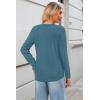 imageKILIG Womens 2024 Long Sleeve VNeck Button Loose Casual Henley Tunic Tops T Shirt FashionD23gray Blue
