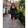 imageKILIG Womens Silky Satin Long Sleeve Tie Front Flowy Formal Wedding Guest Cocktail Party Evening DressesA1black