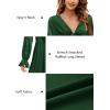 imageKILIG Womens Silky Satin Long Sleeve Tie Front Flowy Formal Wedding Guest Cocktail Party Evening DressesA1green