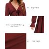 imageKILIG Womens Silky Satin Long Sleeve Tie Front Flowy Formal Wedding Guest Cocktail Party Evening DressesA1wine