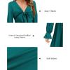 imageKILIG Womens Silky Satin Long Sleeve Tie Front Flowy Formal Wedding Guest Cocktail Party Evening DressesBlue