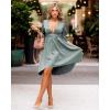 imageKILIG Womens Silky Satin Long Sleeve Tie Front Flowy Formal Wedding Guest Cocktail Party Evening DressesGreen02