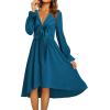 imageKILIG Womens Silky Satin Long Sleeve Tie Front Flowy Formal Wedding Guest Cocktail Party Evening DressesNavy02