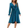imageKILIG Womens Silky Satin Long Sleeve Tie Front Flowy Formal Wedding Guest Cocktail Party Evening DressesNavy02