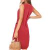 imageKILIG Womens Summer V Neck Sleeveless Button Down Elastic Casual Dress with PocketsRed