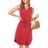 imageKILIG Womens Summer V Neck Sleeveless Button Down Elastic Casual Dress with PocketsRed
