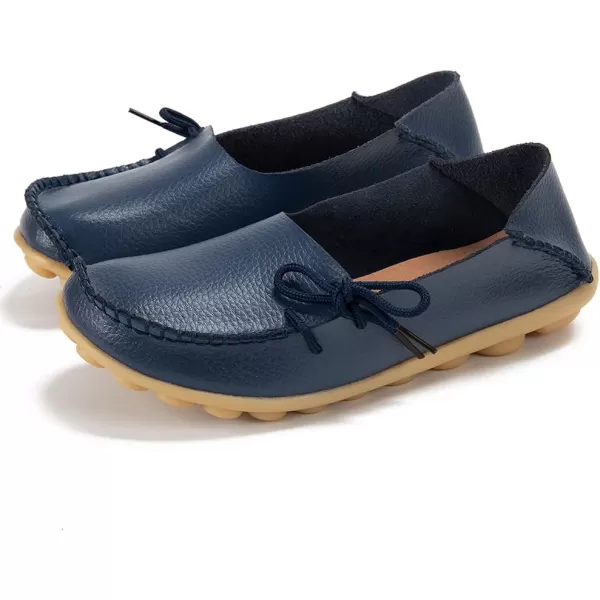 DUOYANGJIASHA Loafers for Womens Casual Shoes Slip on Dress Women Comfortable Leather Driving Shoes Outdoor Walking Flats Darkblue