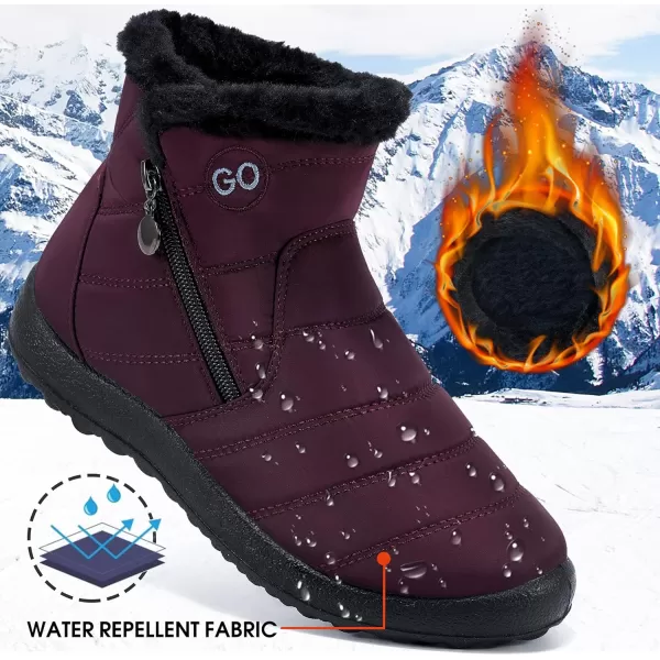 DUOYANGJIASHA Snow Boots for Women Winter Warm Ankle Booties Waterproof Comfortable Slip On Outdoor Fur Lined Lining Zipper Womens Snow Boots