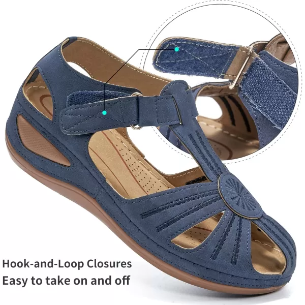 DUOYANGJIASHA Women Summer Sandals Beach Wedge Sandals Bohemia Ankle Strap Causal Comfortable Round Toe Gladiator Outdoor Shoes