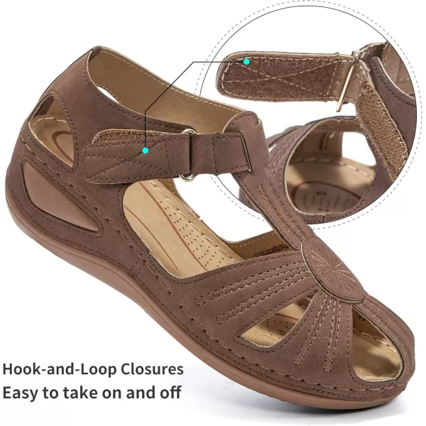 DUOYANGJIASHA Women Summer Sandals Beach Wedge Sandals Bohemia Ankle Strap Causal Comfortable Round Toe Gladiator Outdoor Shoes