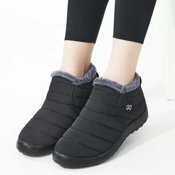 DUOYANGJIASHA Womens Snow Boots Warm Ankle Booties Waterproof Comfortable Slip On Outdoor Fur Lined Lining Winter Shoes for Women