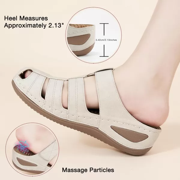 Ecetana Clogs for Women Casual Summer Sandals Adjustable Slip On Mules Comfort Breathable Walking Shoes Apricot