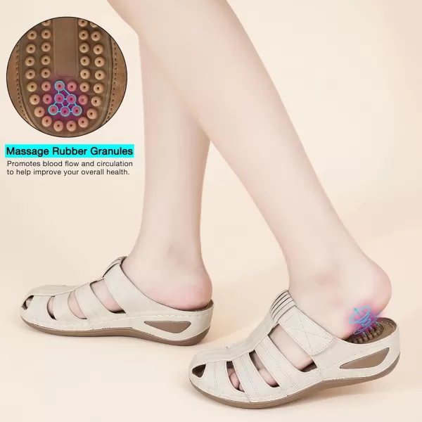 Ecetana Clogs for Women Casual Summer Sandals Adjustable Slip On Mules Comfort Breathable Walking Shoes Apricot