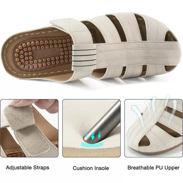 Ecetana Clogs for Women Casual Summer Sandals Adjustable Slip On Mules Comfort Breathable Walking Shoes Apricot