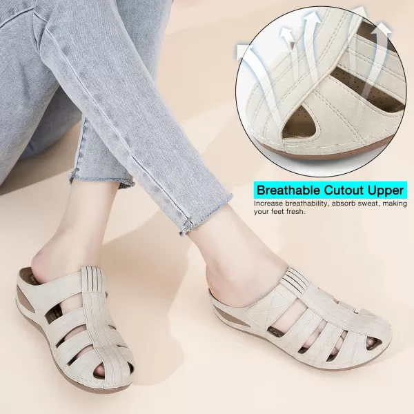 Ecetana Clogs for Women Casual Summer Sandals Adjustable Slip On Mules Comfort Breathable Walking Shoes Apricot