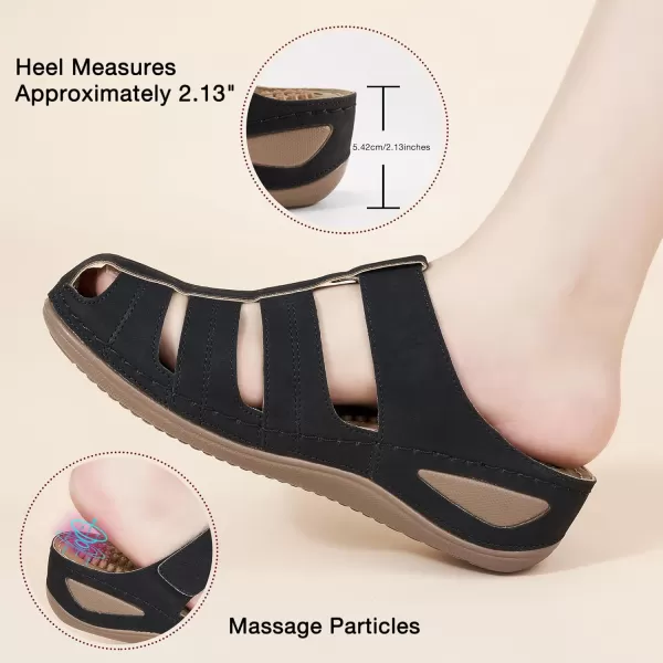 Ecetana Clogs for Women Casual Summer Sandals Adjustable Slip On Mules Comfort Breathable Walking Shoes Black