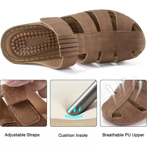 Ecetana Clogs for Women Casual Summer Sandals Adjustable Slip On Mules Comfort Breathable Walking Shoes Brown