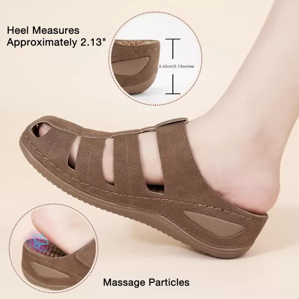 Ecetana Clogs for Women Casual Summer Sandals Adjustable Slip On Mules Comfort Breathable Walking Shoes Brown