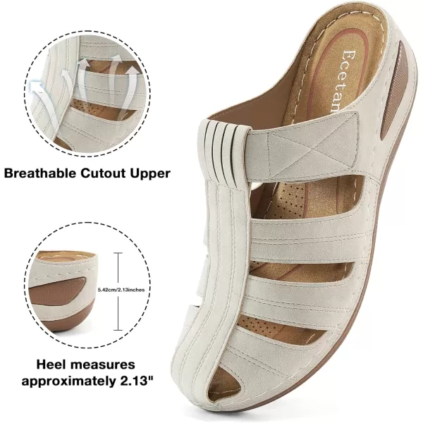 Ecetana Clogs for Women Comfortable Slip On Mules Adjustable Casual Summer Wedge Sandals Breathable Outdoor Walking Shoes Apricot