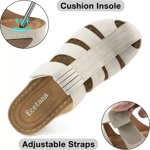 Ecetana Clogs for Women Comfortable Slip On Mules Adjustable Casual Summer Wedge Sandals Breathable Outdoor Walking Shoes Apricot