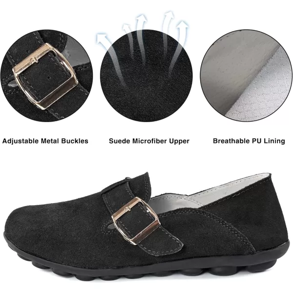 Ecetana Loafers for Women Slip On Shoes Adjustable Casual Comfort Walking Flats Loafers Womens Fashion Round Toe Driving Moccasins Boat Shoes