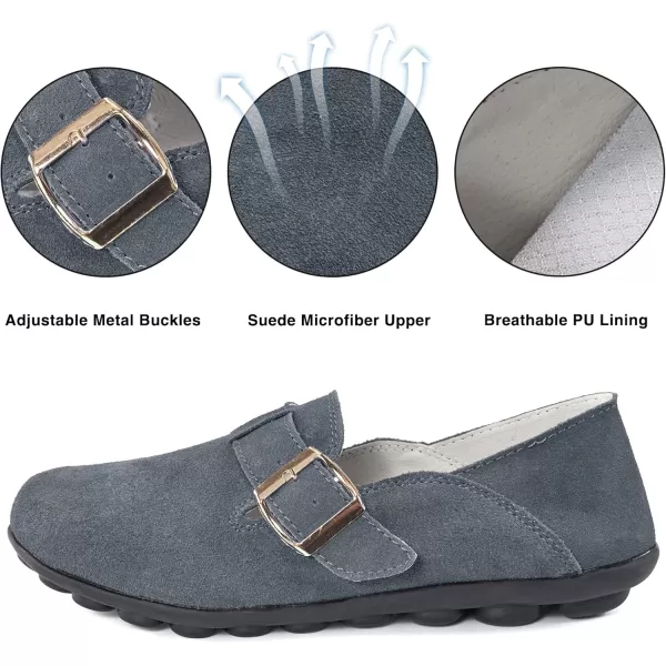 Ecetana Loafers for Women Slip On Shoes Adjustable Casual Comfort Walking Flats Loafers Womens Fashion Round Toe Driving Moccasins Boat Shoes