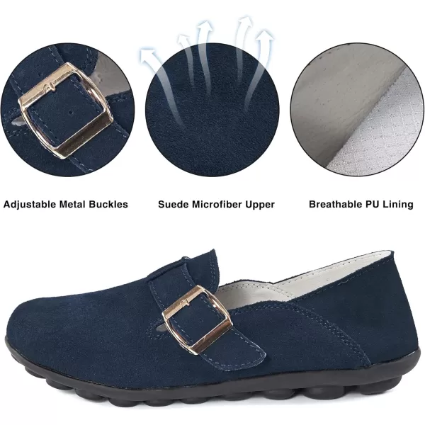 Ecetana Loafers for Women Slip On Shoes Adjustable Casual Comfort Walking Flats Loafers Womens Fashion Round Toe Driving Moccasins Boat Shoes