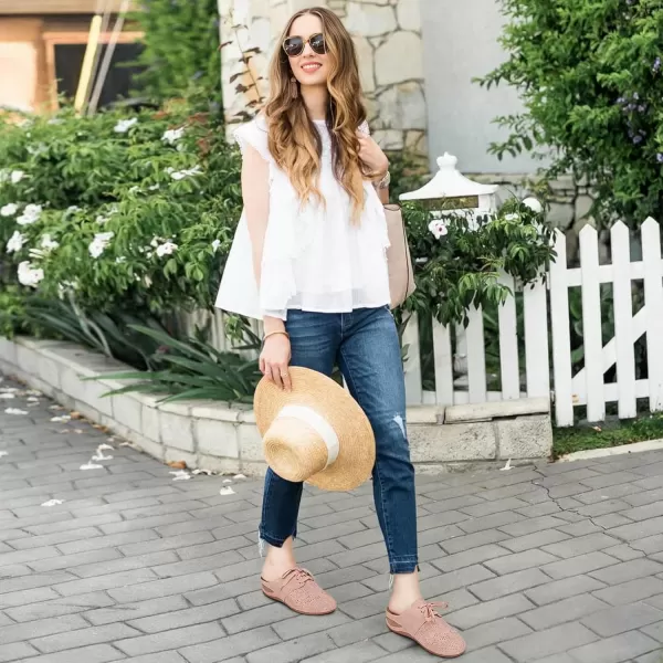 Ecetana Mules for Women Slip on Clogs Shoes Casual Summer Wedge Sandals Comfort Walking Mules Pink