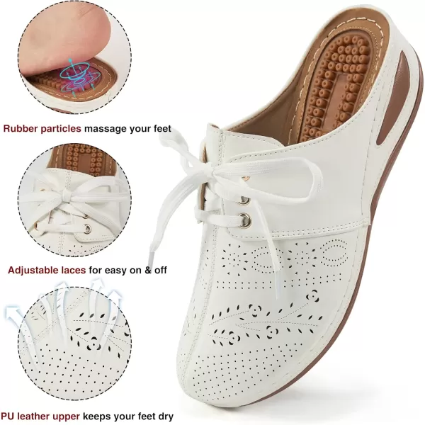 Ecetana Mules for Women Slip on Clogs Shoes Casual Summer Wedge Sandals Comfort Walking Mules White