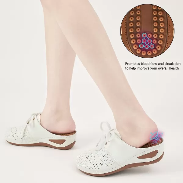 Ecetana Mules for Women Slip on Clogs Shoes Casual Summer Wedge Sandals Comfort Walking Mules White