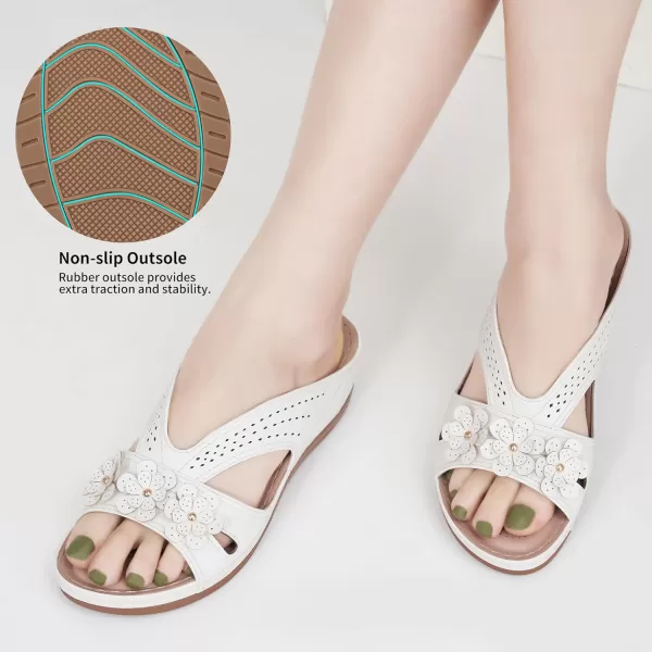 Ecetana Sandals for Women Wedge Shoes: Slip On Dressy Summer Comfortable Slides Sandals Lightweight Memory Foam Platform Shoes
