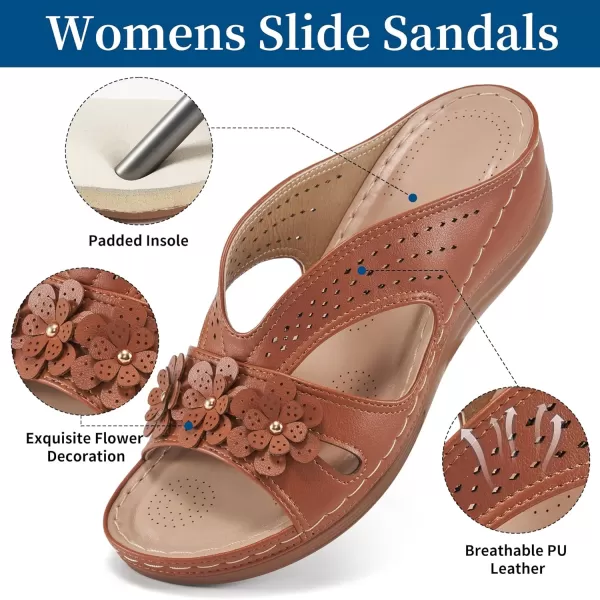 Ecetana Sandals for Women Wedge Shoes: Slip On Dressy Summer Comfortable Slides Sandals Lightweight Memory Foam Platform Shoes