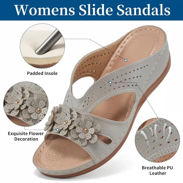 Ecetana Sandals for Women Wedge Shoes: Slip On Dressy Summer Comfortable Slides Sandals Lightweight Memory Foam Platform Shoes
