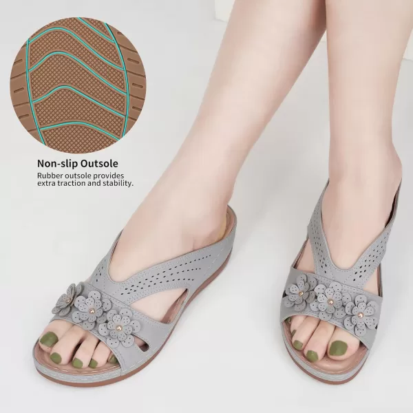 Ecetana Sandals for Women Wedge Shoes: Slip On Dressy Summer Comfortable Slides Sandals Lightweight Memory Foam Platform Shoes
