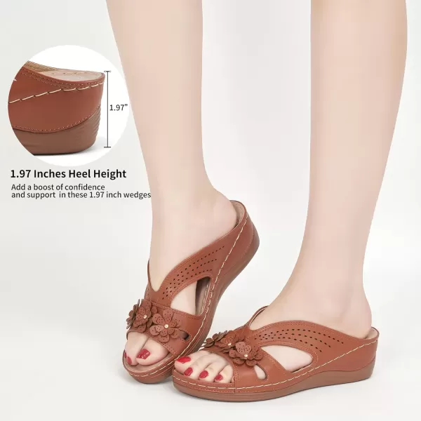 Ecetana Sandals for Women Wedge Shoes: Slip On Dressy Summer Comfortable Slides Sandals Lightweight Memory Foam Platform Shoes