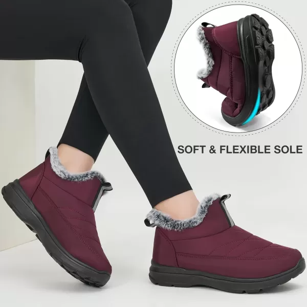 Ecetana Womens Boots Snow Winter Shoes Warm Ankle Booties with Fur Lined Comfortable Outdoor Waterproof Slip on Boots for Women