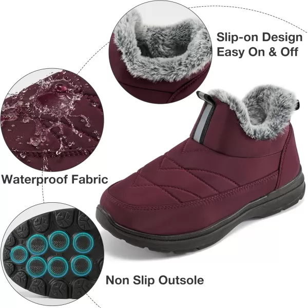 Ecetana Womens Boots Snow Winter Shoes Warm Ankle Booties with Fur Lined Comfortable Outdoor Waterproof Slip on Boots for Women