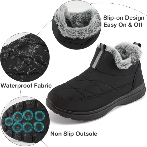 Ecetana Womens Boots Snow Winter Shoes Warm Ankle Booties with Fur Lined Comfortable Outdoor Waterproof Slip on Boots for Women