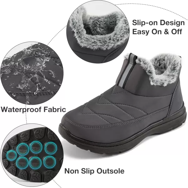 Ecetana Womens Boots Snow Winter Shoes Warm Ankle Booties with Fur Lined Comfortable Outdoor Waterproof Slip on Boots for Women