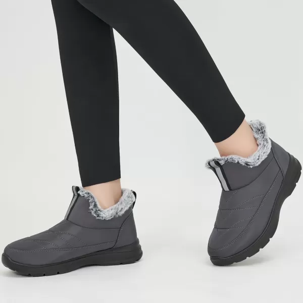 Ecetana Womens Boots Snow Winter Shoes Warm Ankle Booties with Fur Lined Comfortable Outdoor Waterproof Slip on Boots for Women
