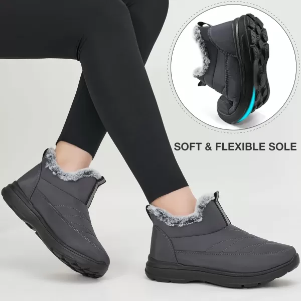 Ecetana Womens Boots Snow Winter Shoes Warm Ankle Booties with Fur Lined Comfortable Outdoor Waterproof Slip on Boots for Women