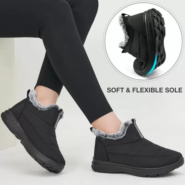 Ecetana Womens Boots Snow Winter Shoes Warm Ankle Booties with Fur Lined Comfortable Outdoor Waterproof Slip on Boots for Women