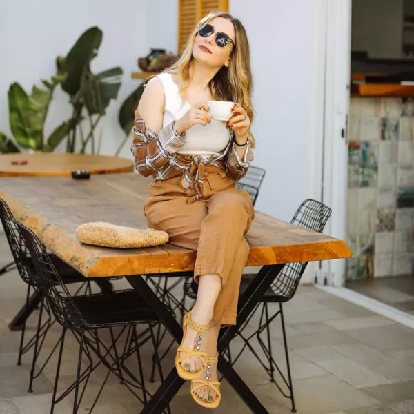 Ecetana Womens Flats Sandals Summer: Casual Dressy Boho Comfortable Sandals Ankle Strap Non slip Rhinestone Shoes