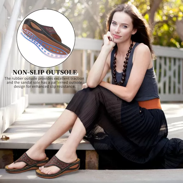 Ecetana Womens Sandals Dressy Wedge: Comfortable Summer Flip Flops Non Slip Rhinestone Platform Shoes Ladies Casual Beach Sandals for Women