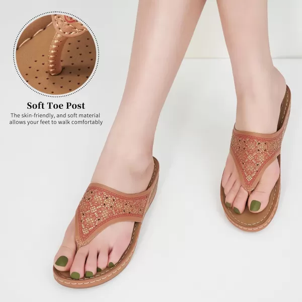 Ecetana Womens Sandals Dressy Wedge: Comfortable Summer Flip Flops Non Slip Rhinestone Platform Shoes Ladies Casual Beach Sandals for Women