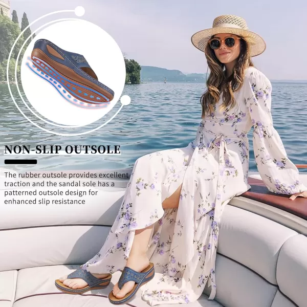 Ecetana Womens Sandals Dressy Wedge: Comfortable Summer Flip Flops Non Slip Rhinestone Platform Shoes Ladies Casual Beach Sandals for Women