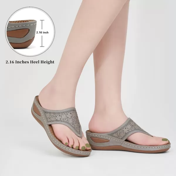Ecetana Womens Sandals Dressy Wedge: Comfortable Summer Flip Flops Non Slip Rhinestone Platform Shoes Ladies Casual Beach Sandals for Women