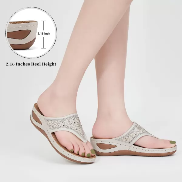 Ecetana Womens Sandals Dressy Wedge: Comfortable Summer Flip Flops Non Slip Rhinestone Platform Shoes Ladies Casual Beach Sandals for Women