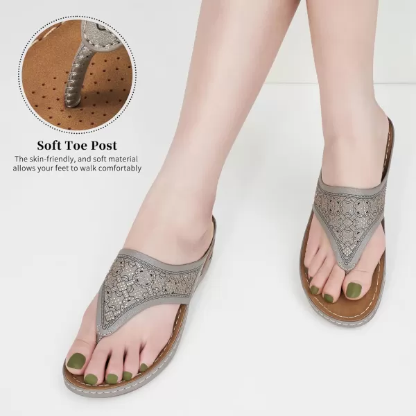 Ecetana Womens Sandals Dressy Wedge: Comfortable Summer Flip Flops Non Slip Rhinestone Platform Shoes Ladies Casual Beach Sandals for Women